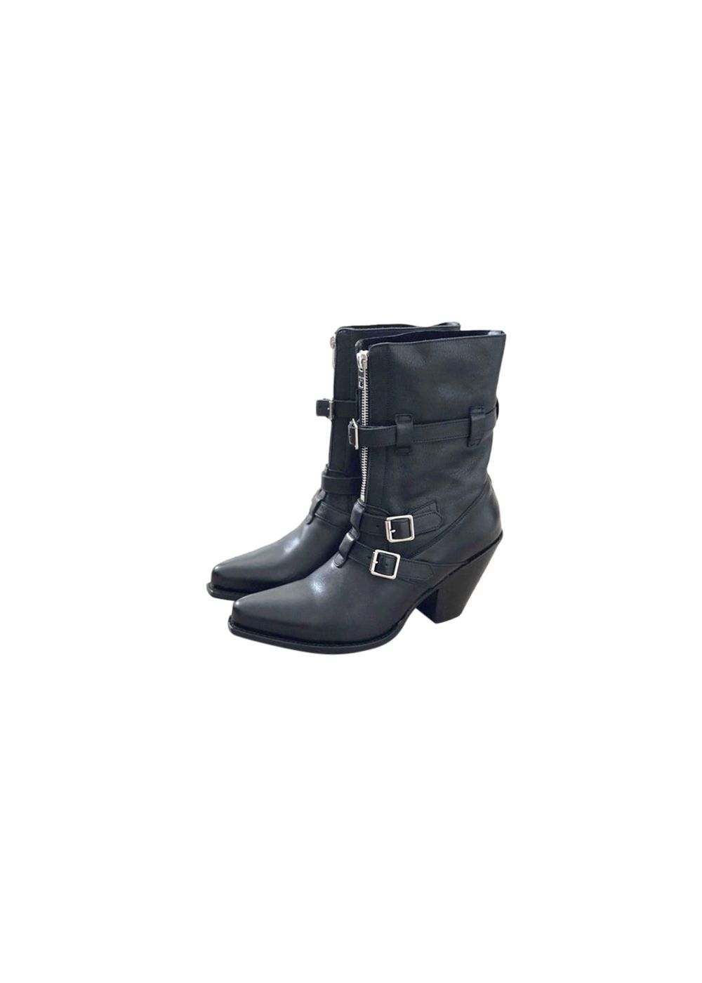 Preowned Celine Black Leather Berlin Biker Boots Size 37