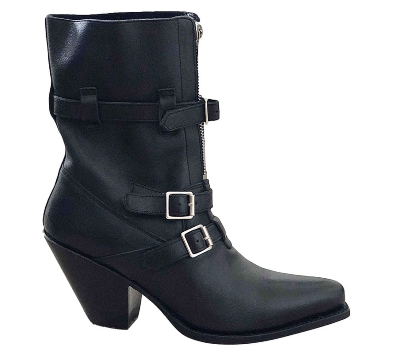 Preowned Celine Black Leather Berlin Biker Boots Size 37