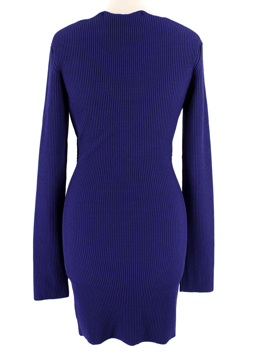 Gauge81 Ottero Ultramarine Ribbed Mini Dress Size M Purple viscose