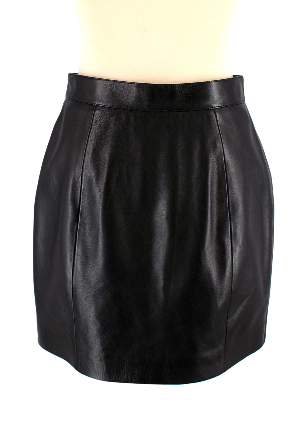 Saint Laurent Black Buttoned Leather Mini Skirt Size XS