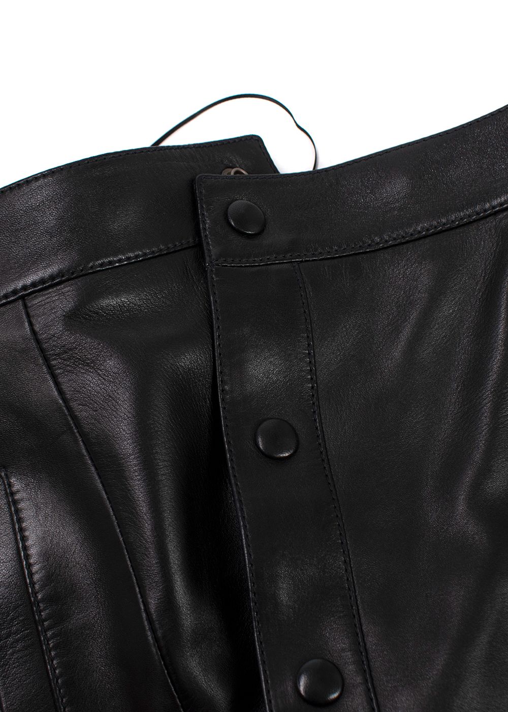 Saint Laurent Black Buttoned Leather Mini Skirt Size XS