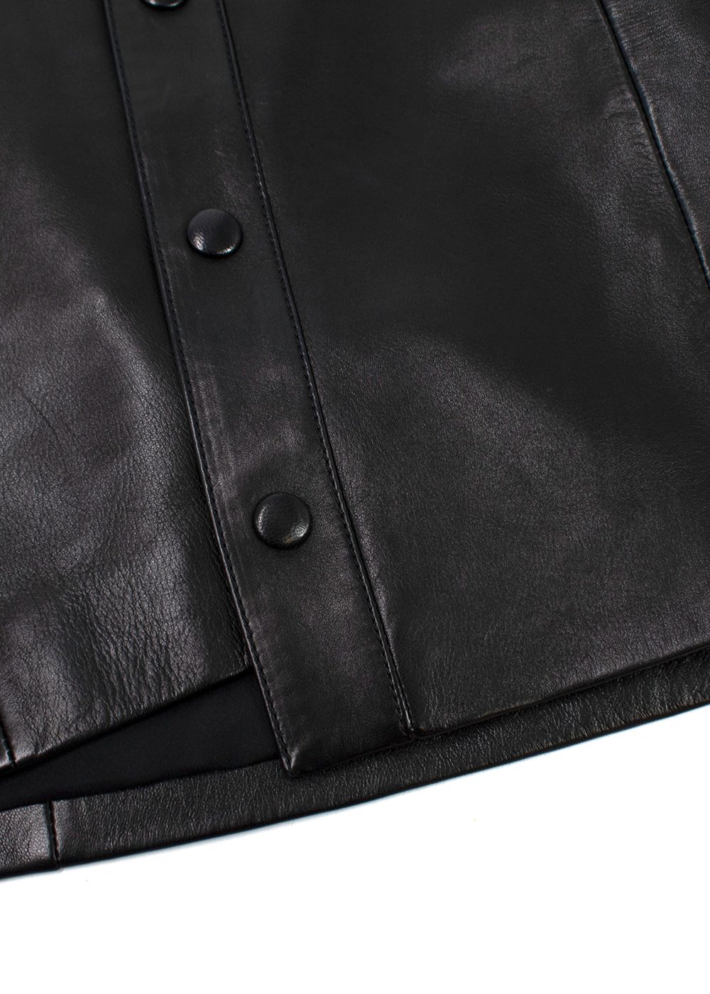 Saint Laurent Black Buttoned Leather Mini Skirt Size XS