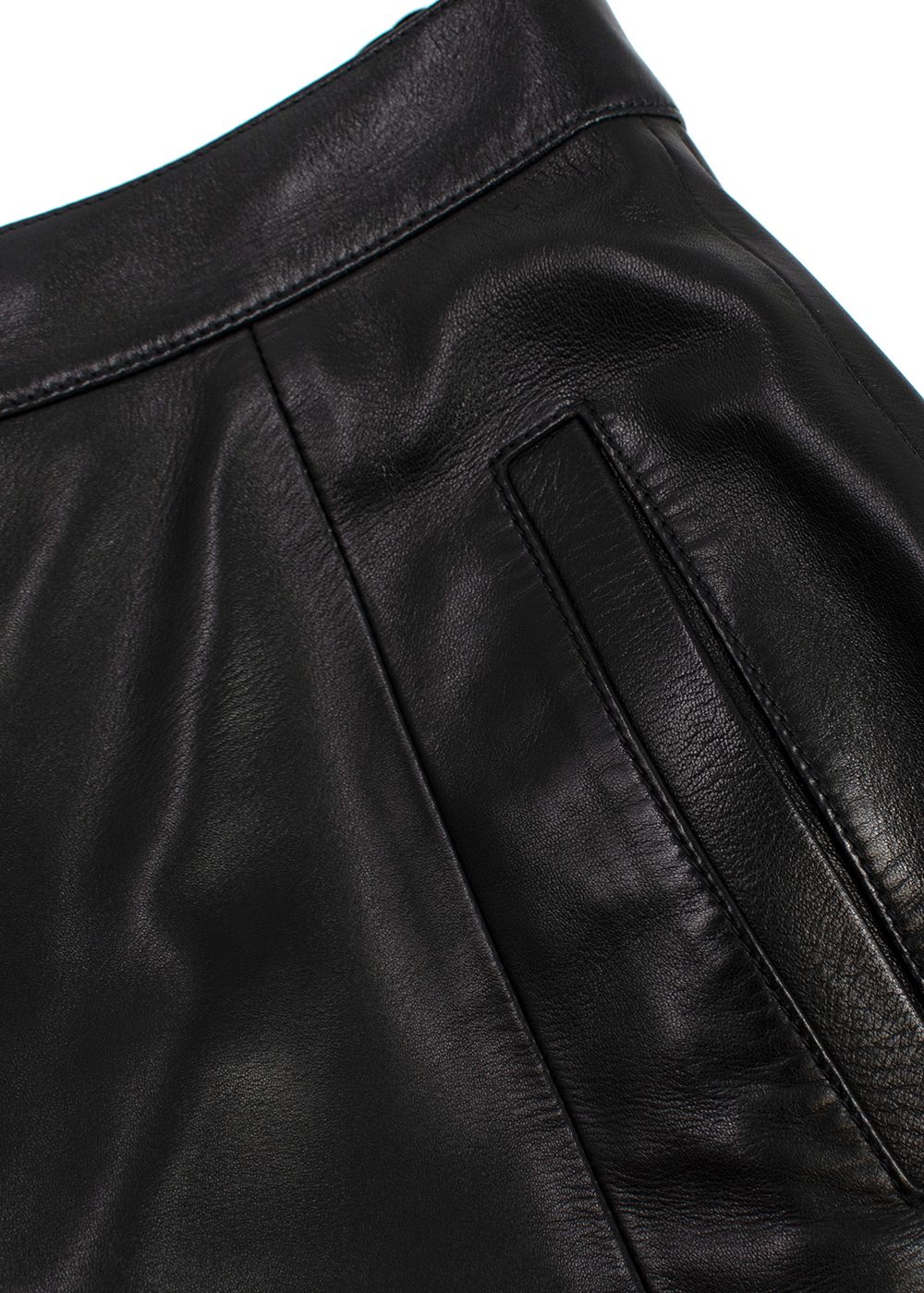 Saint Laurent Black Buttoned Leather Mini Skirt Size XS