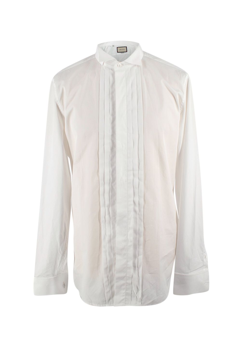 Men's Gucci white cotton pintuck formal shirt Size 155