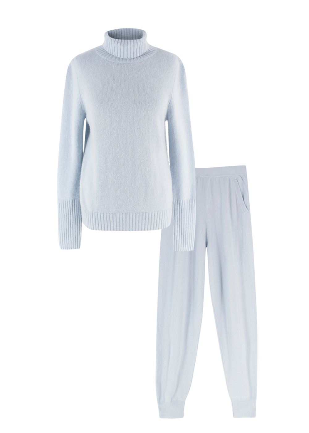 Preowned Allude Baby Blue Cashmere Turtle Neck and Joggers Set Size XS