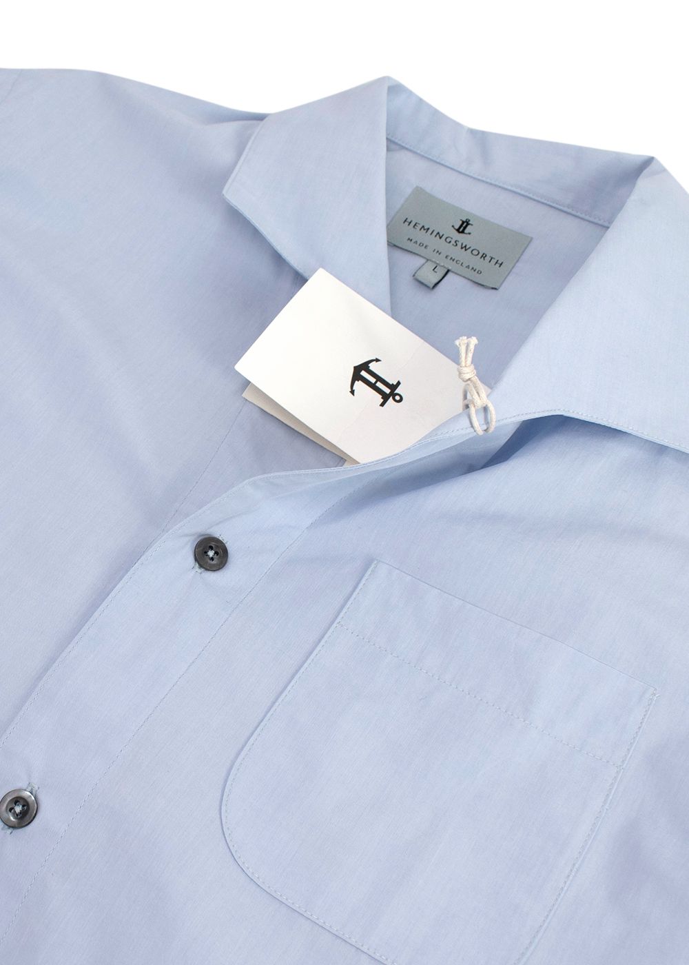 Hemingsworth Cotton Zephyr Marina Shirt Size L light blue