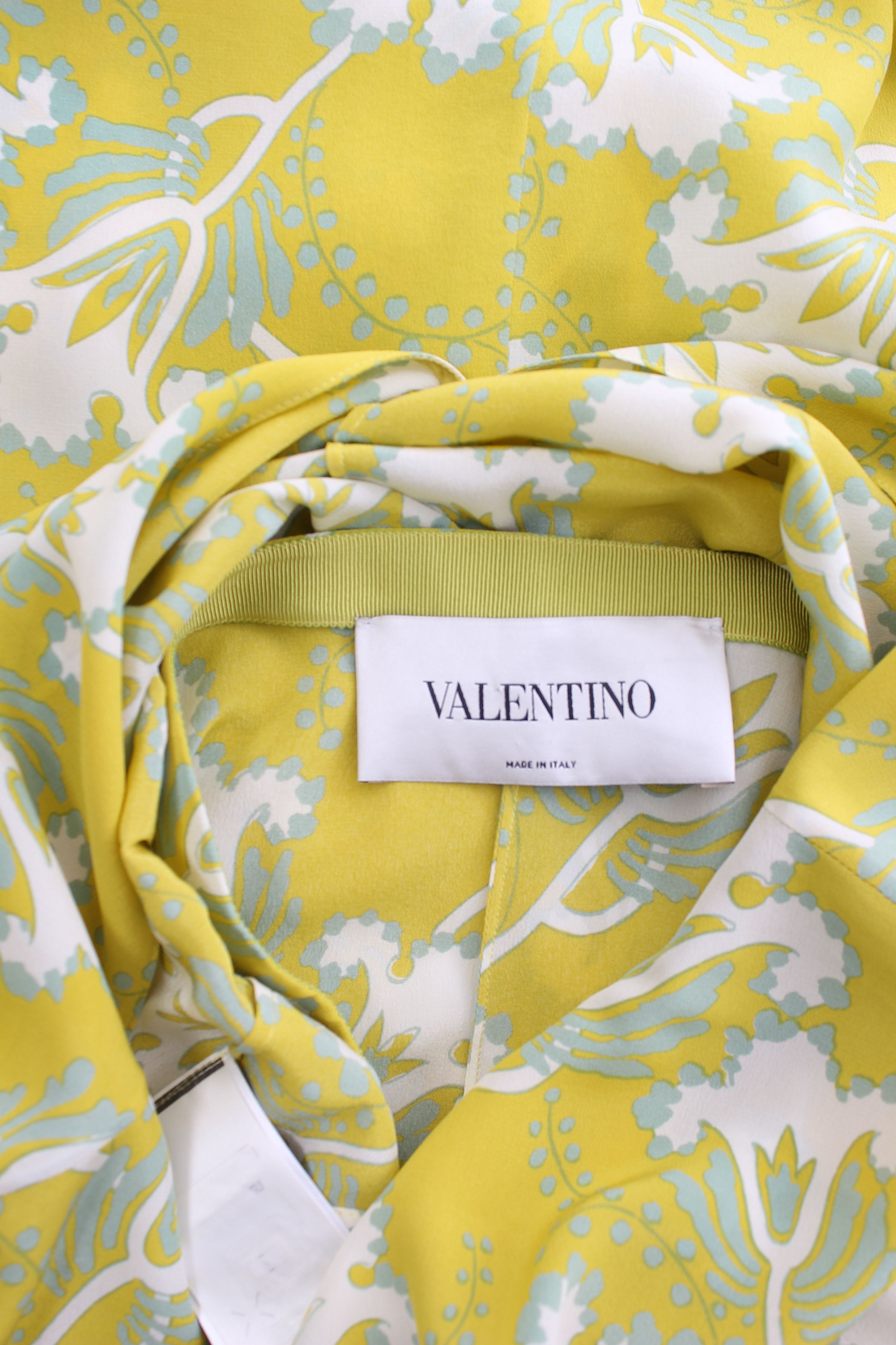 Preowned Valentino Yellow Printed Silk Midi Dress Size M