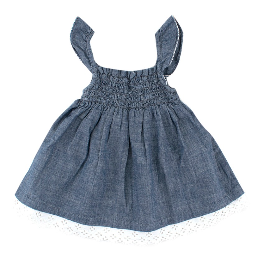 Boys Amore Amore Girls 3 Years Gathered Laced Denim Dress Size 3 Years Blue cotton