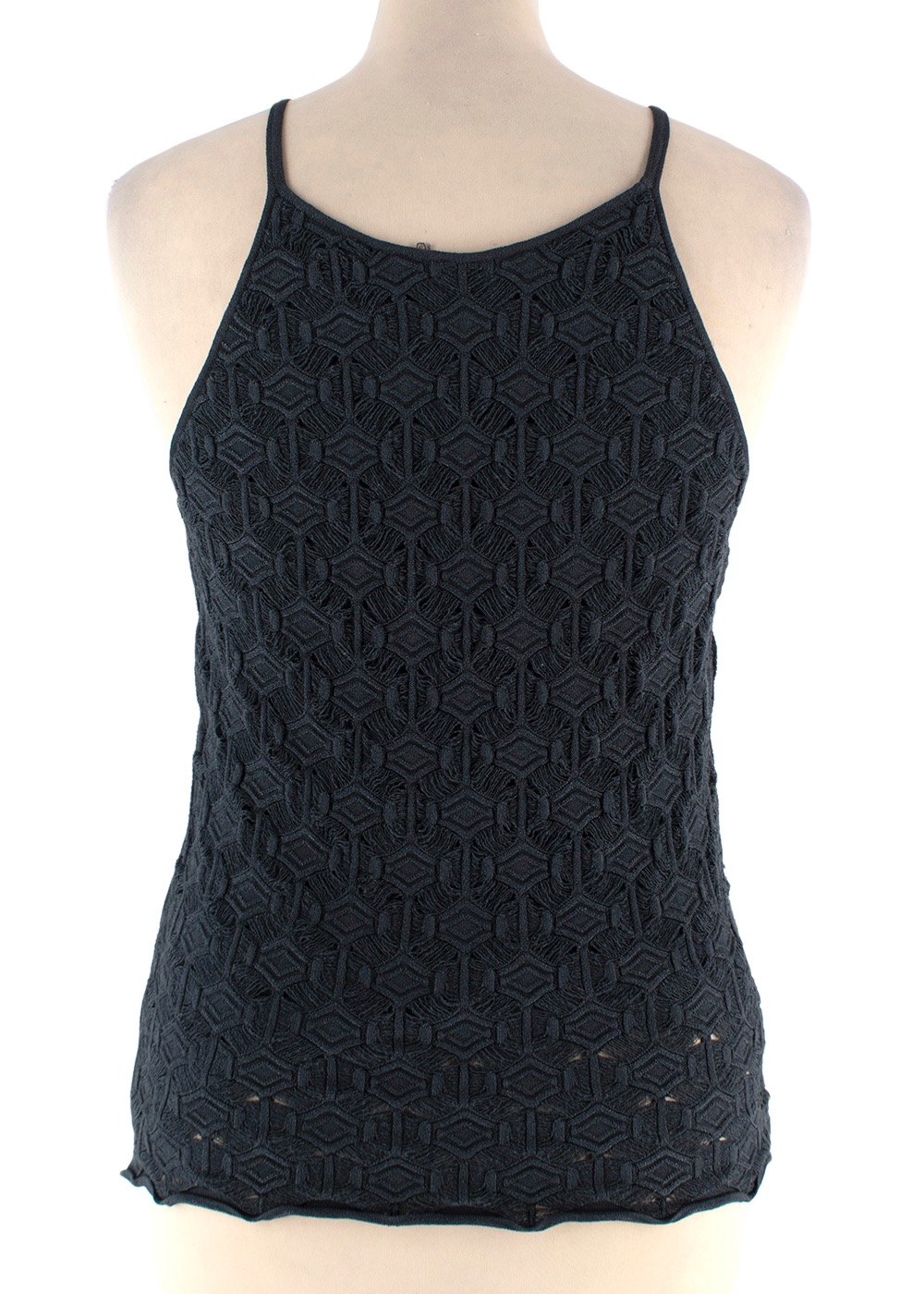 Preowned Giorgio Armani Forest Green Embossed Vest Top Size M viscose/polyester