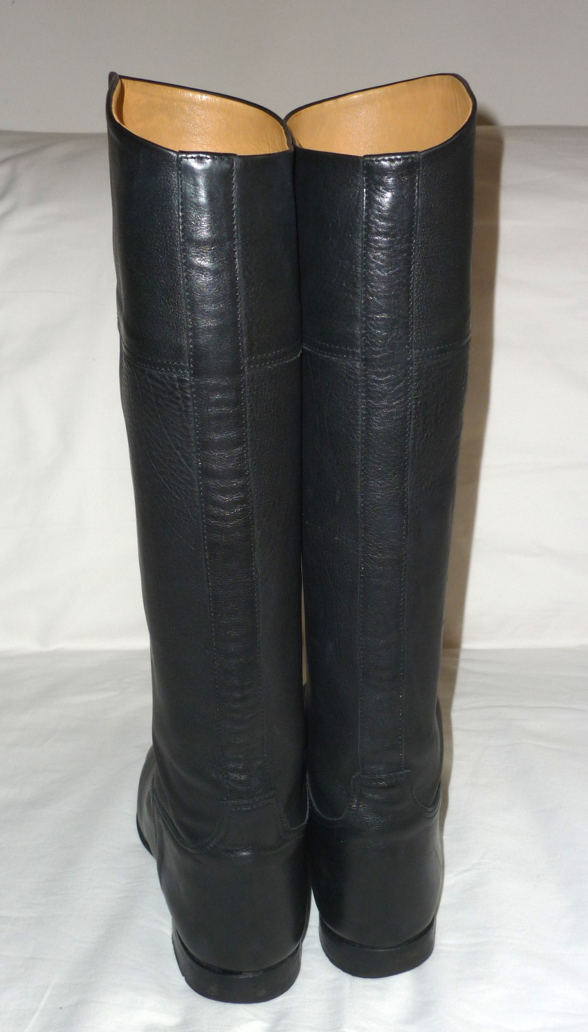 Preowned Hermes Black Leather Riding Boots Size 385