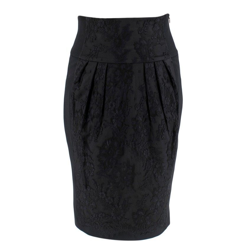 Preowned Moschino Black Lace Detailed Skirt Size XS polyester