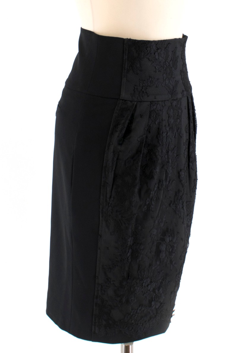 Preowned Moschino Black Lace Detailed Skirt Size XS polyester