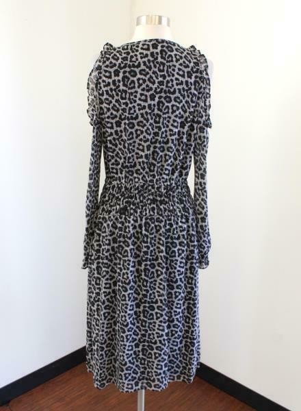 Michael Michael Kors Cold-shoulder printed chiffon midi dress Size S Black polyester