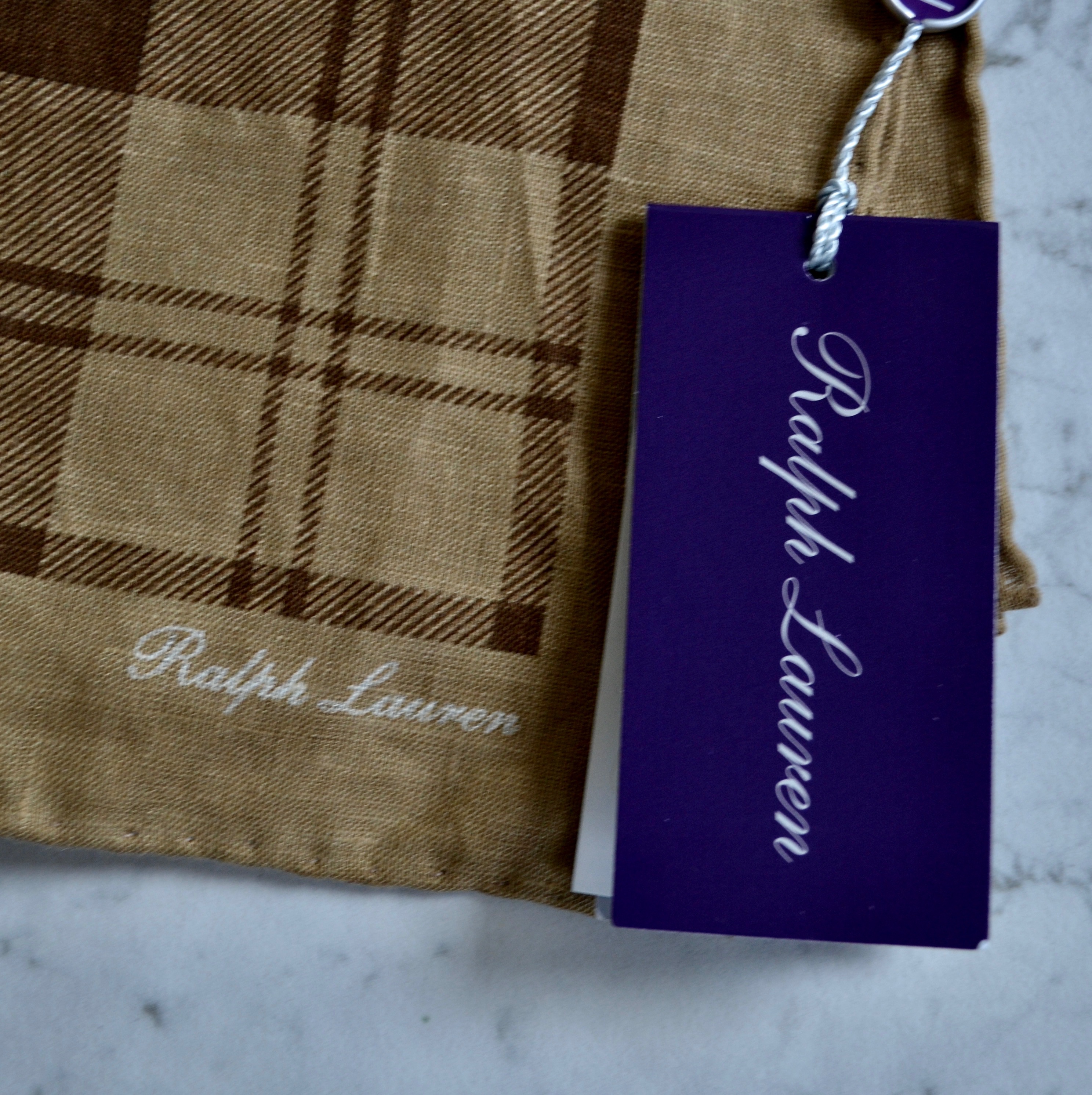 Men's Ralph Lauren Purple Label Brown Check Pocket Square brown/multi linen