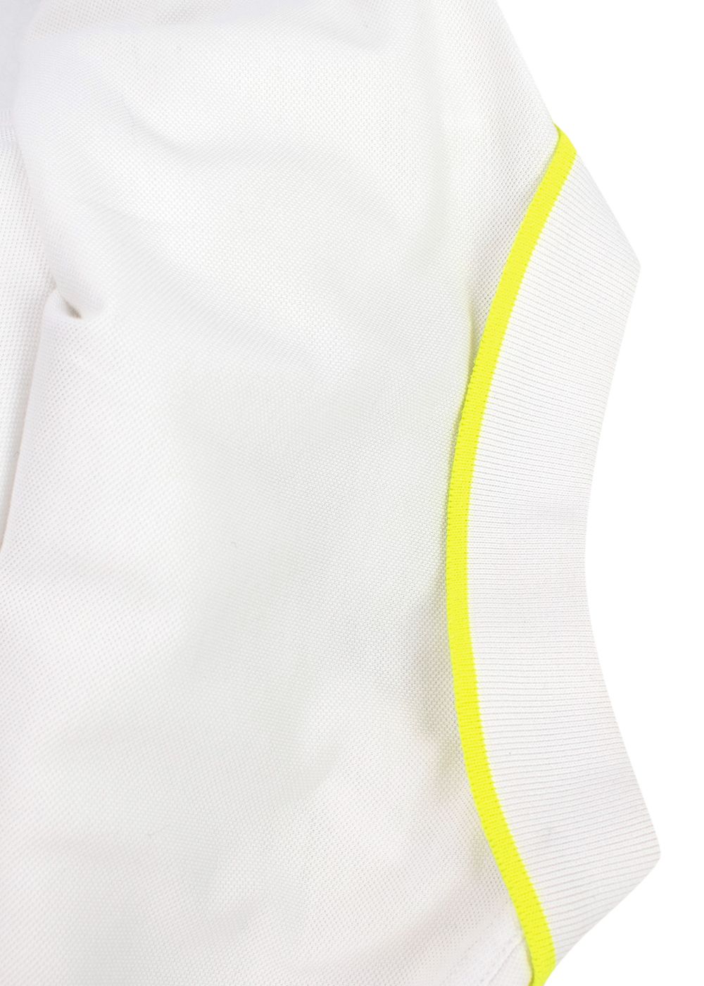 Men's Preowned Moncler White Polo Shirt with Neon Yellow Trim Size XL white yellow cotton