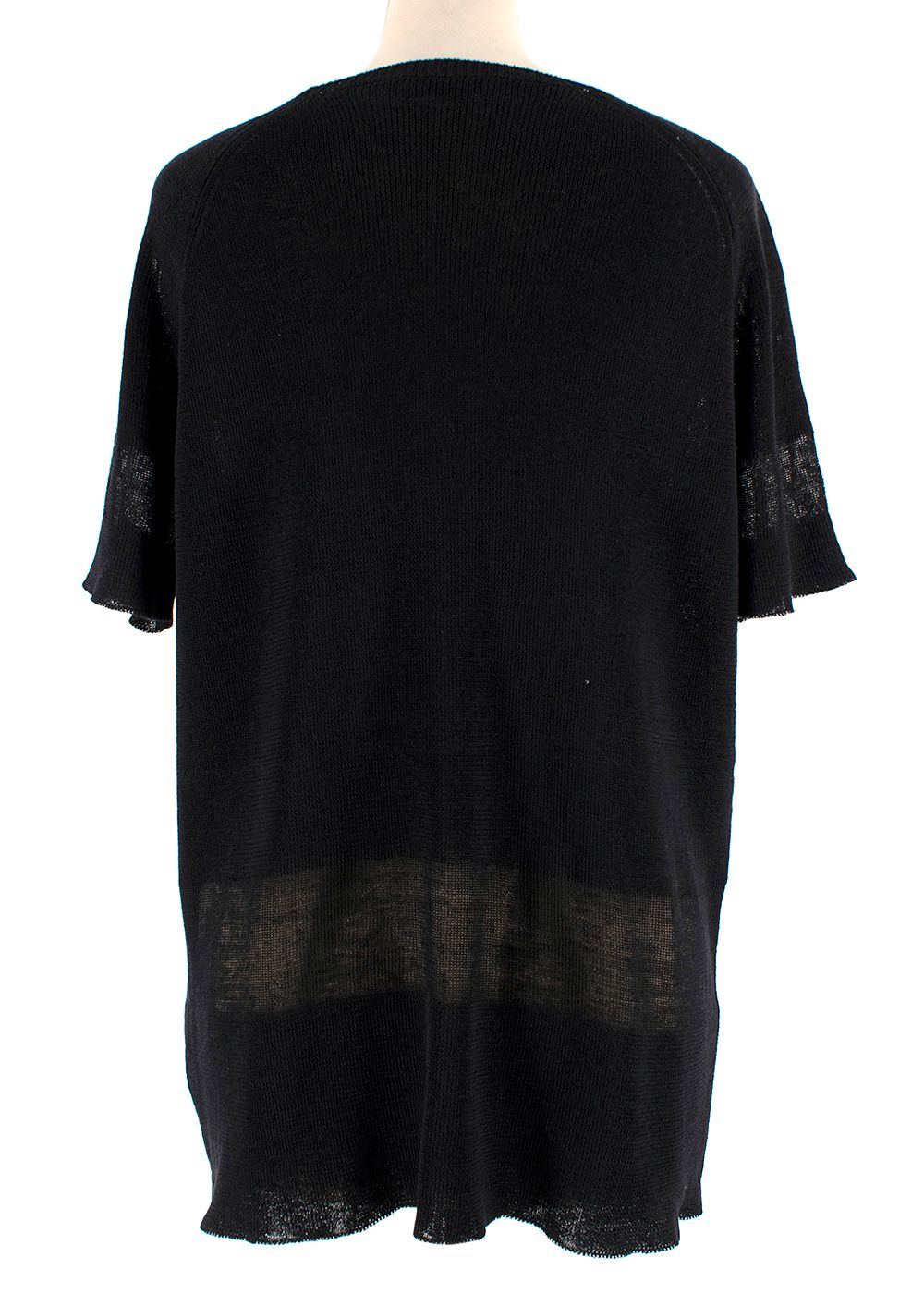 Jil Sander Black Linen Blend Short Sleeve Knit Top Size XL