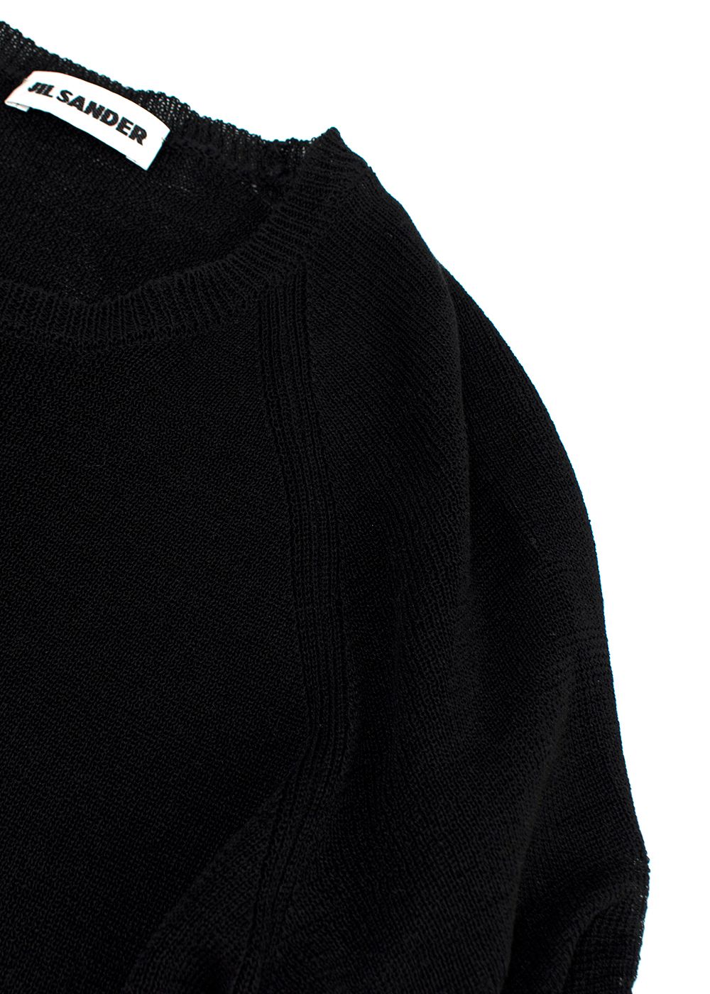 Jil Sander Black Linen Blend Short Sleeve Knit Top Size XL