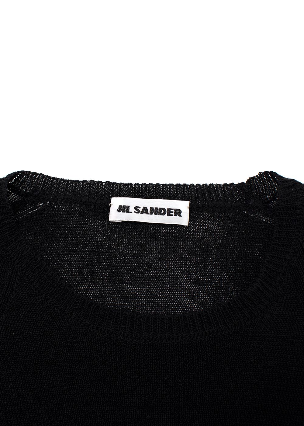 Jil Sander Black Linen Blend Short Sleeve Knit Top Size XL