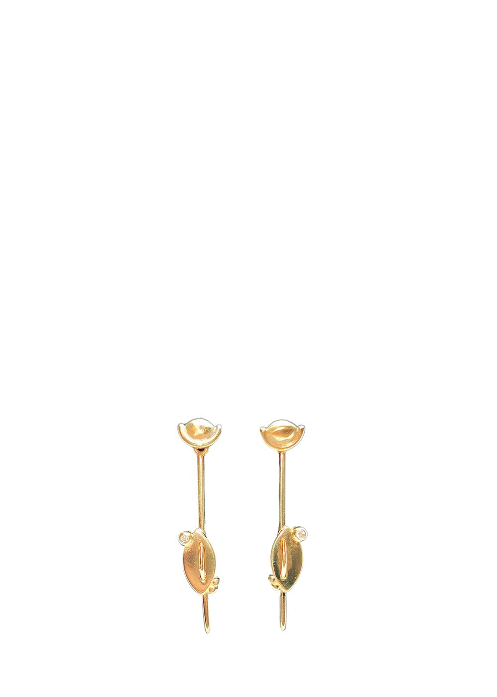 Preowned Yellow Gold Diamond Bar Drop Earrings