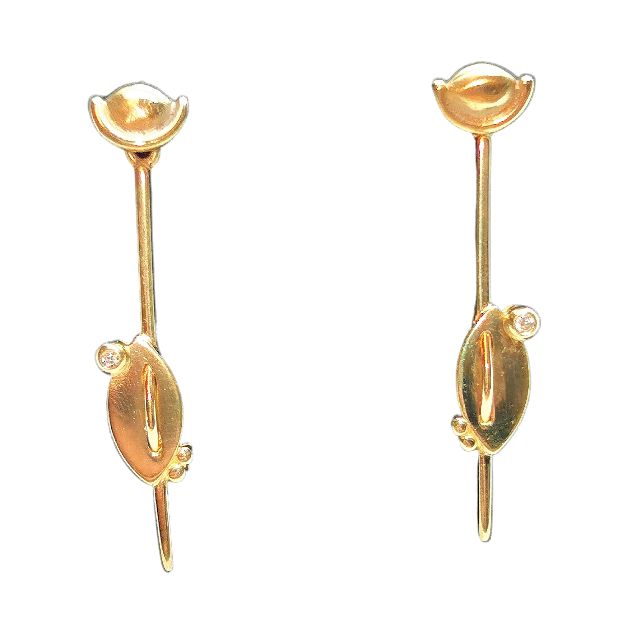 Preowned Yellow Gold Diamond Bar Drop Earrings