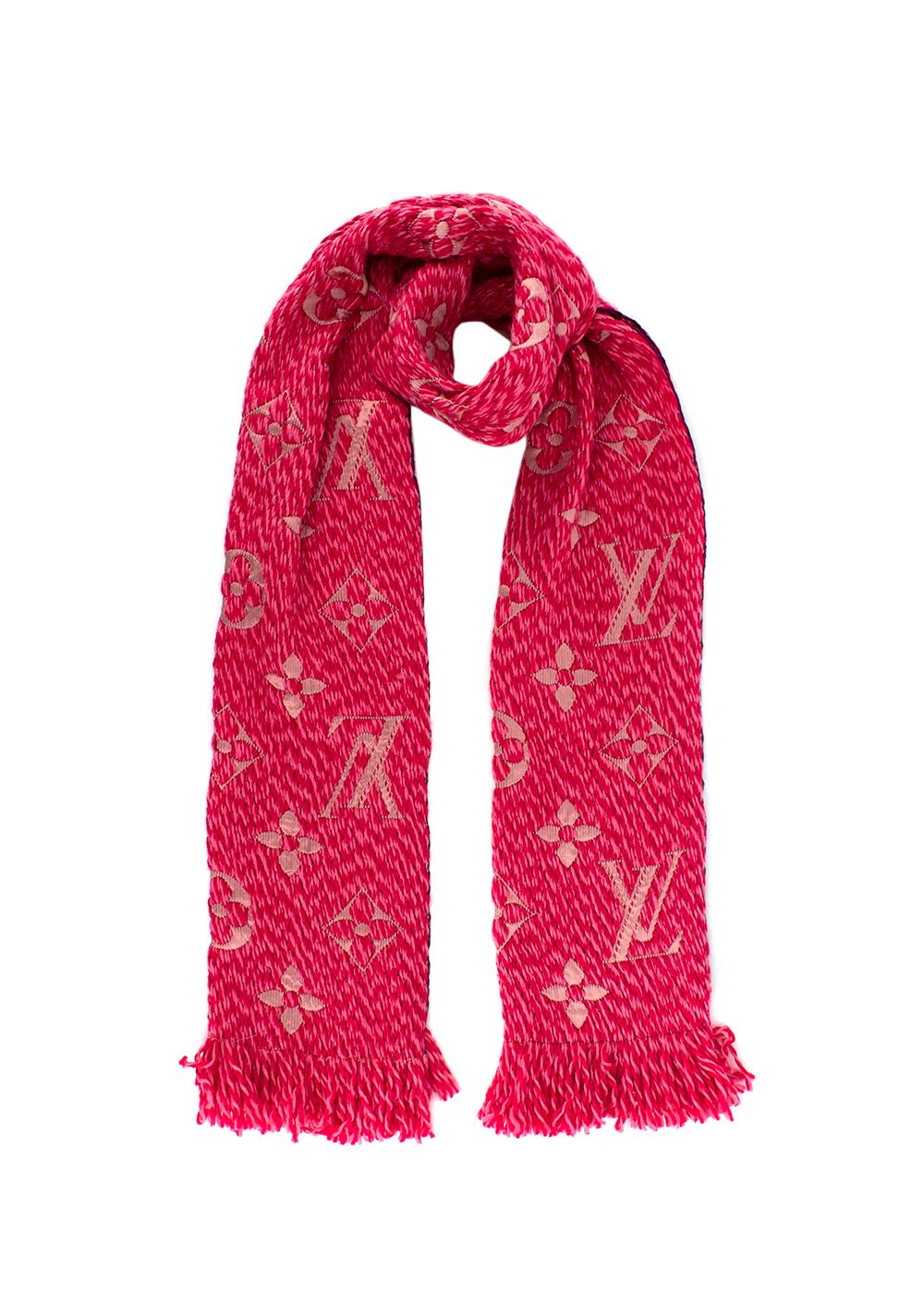 Louis Vuitton Pink Wool Blend Monogram Print Scarf wool/silk