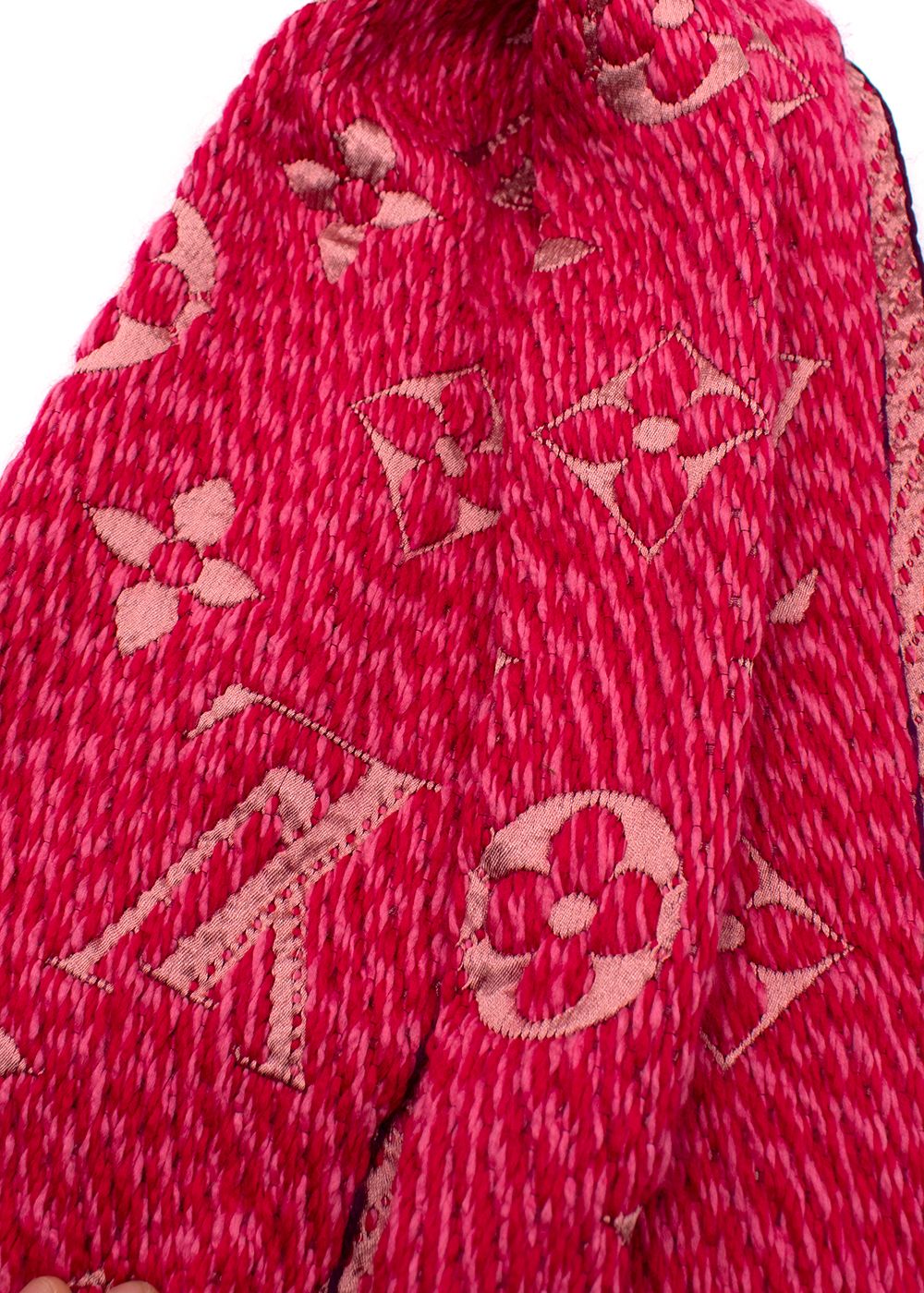 Louis Vuitton Pink Wool Blend Monogram Print Scarf wool/silk