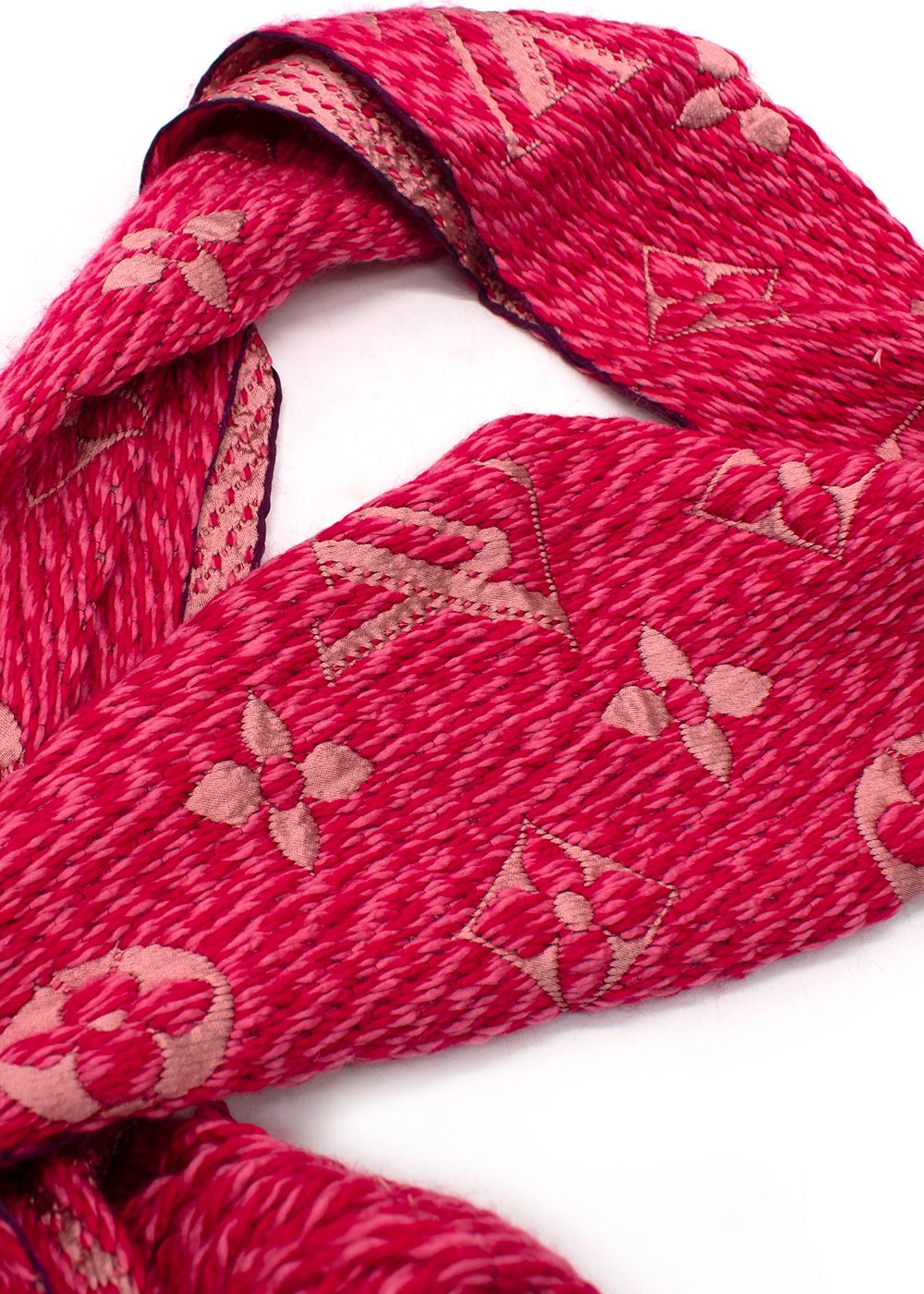 Louis Vuitton Pink Wool Blend Monogram Print Scarf wool/silk