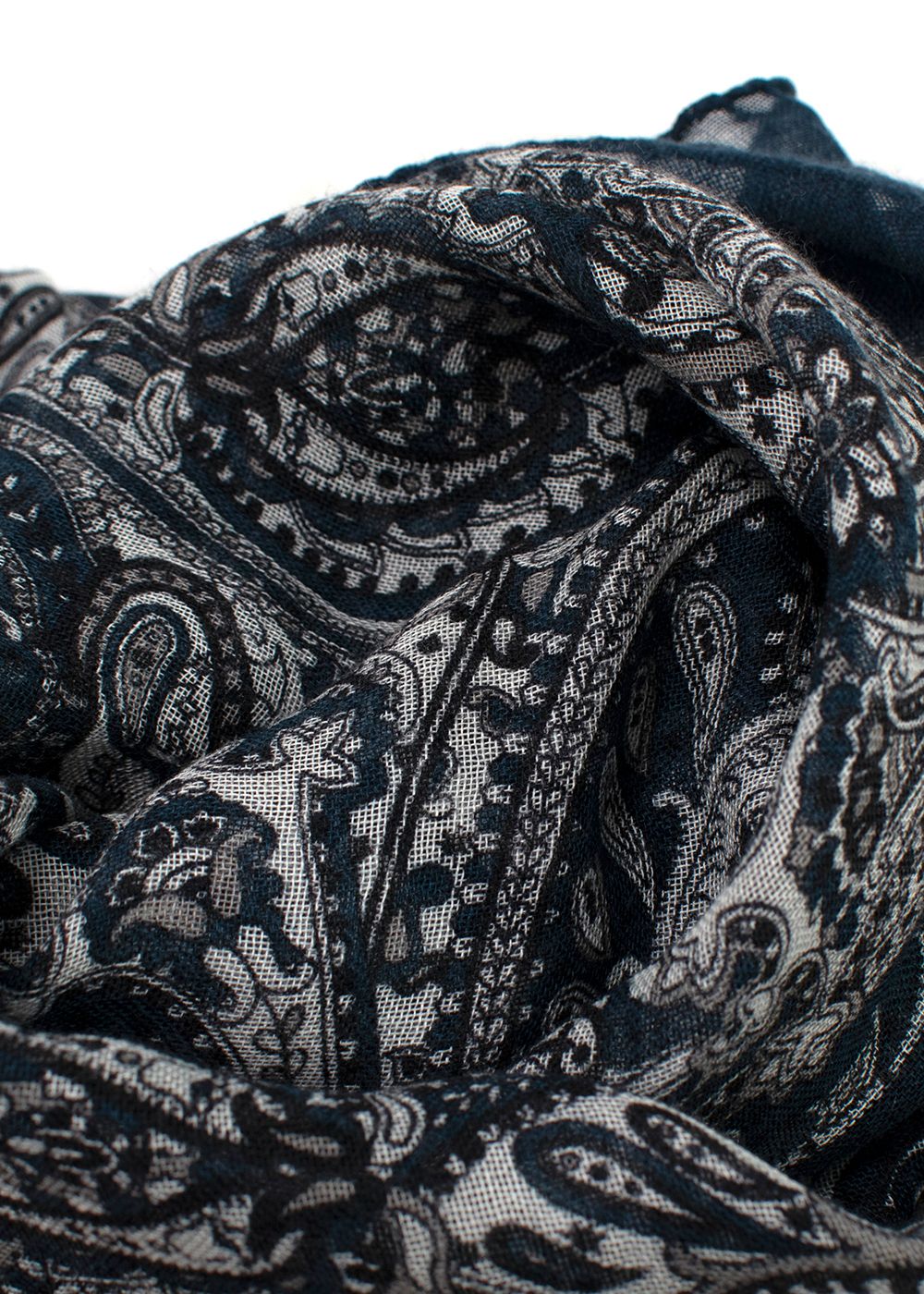 Saint Laurent Navy Sheer Paisley Scarf 90cm x 90cm