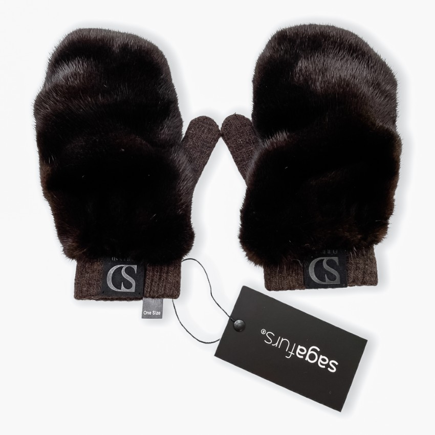 FurbySD mahogany mink  cashmere mittens Tan/Brown