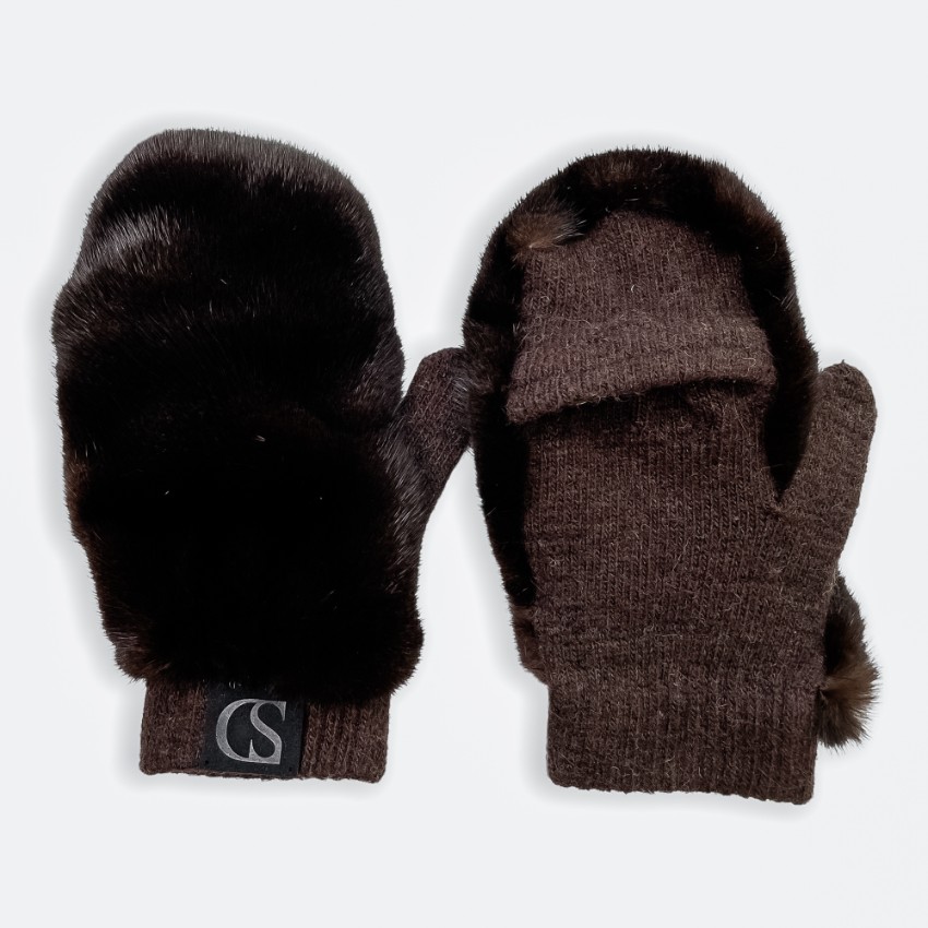 FurbySD mahogany mink  cashmere mittens Tan/Brown