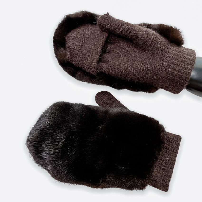 FurbySD mahogany mink  cashmere mittens Tan/Brown