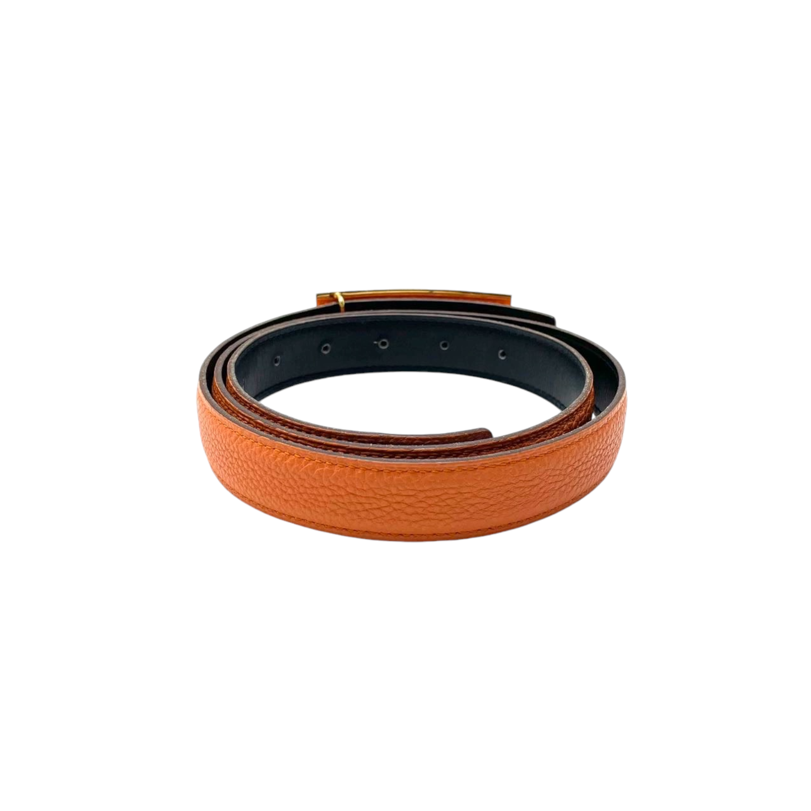 Preowned Hermes Feu Togo 24mm Sydney Belt goldorange leather