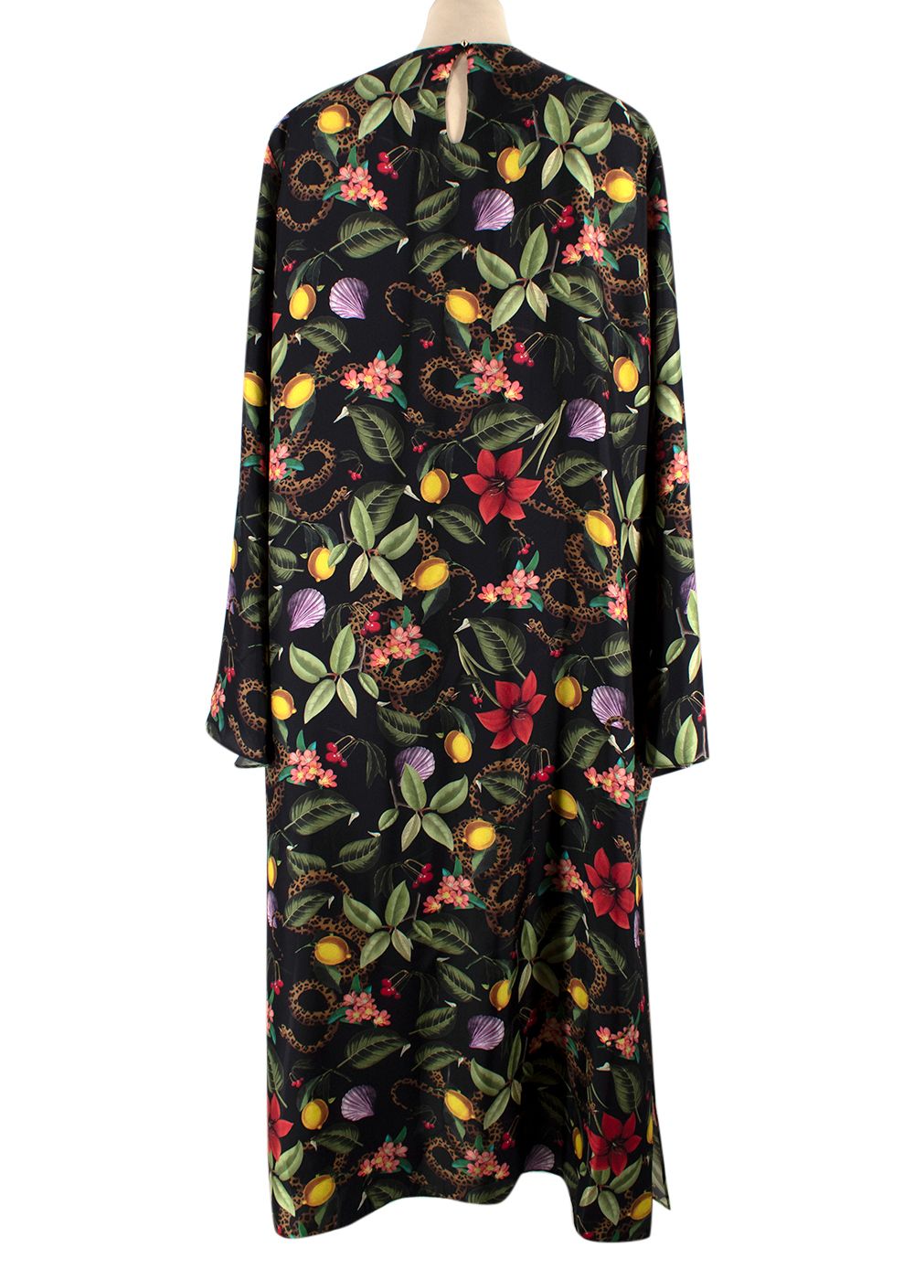 Borgo De Nor Black Patterned Phoenix Twill Midi Dress Size XL black multicolour viscose