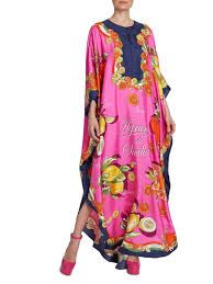 Preowned Dolce  Gabbana Pink Capri Silk Painterly Fruit Kaftan Size S Multicolor