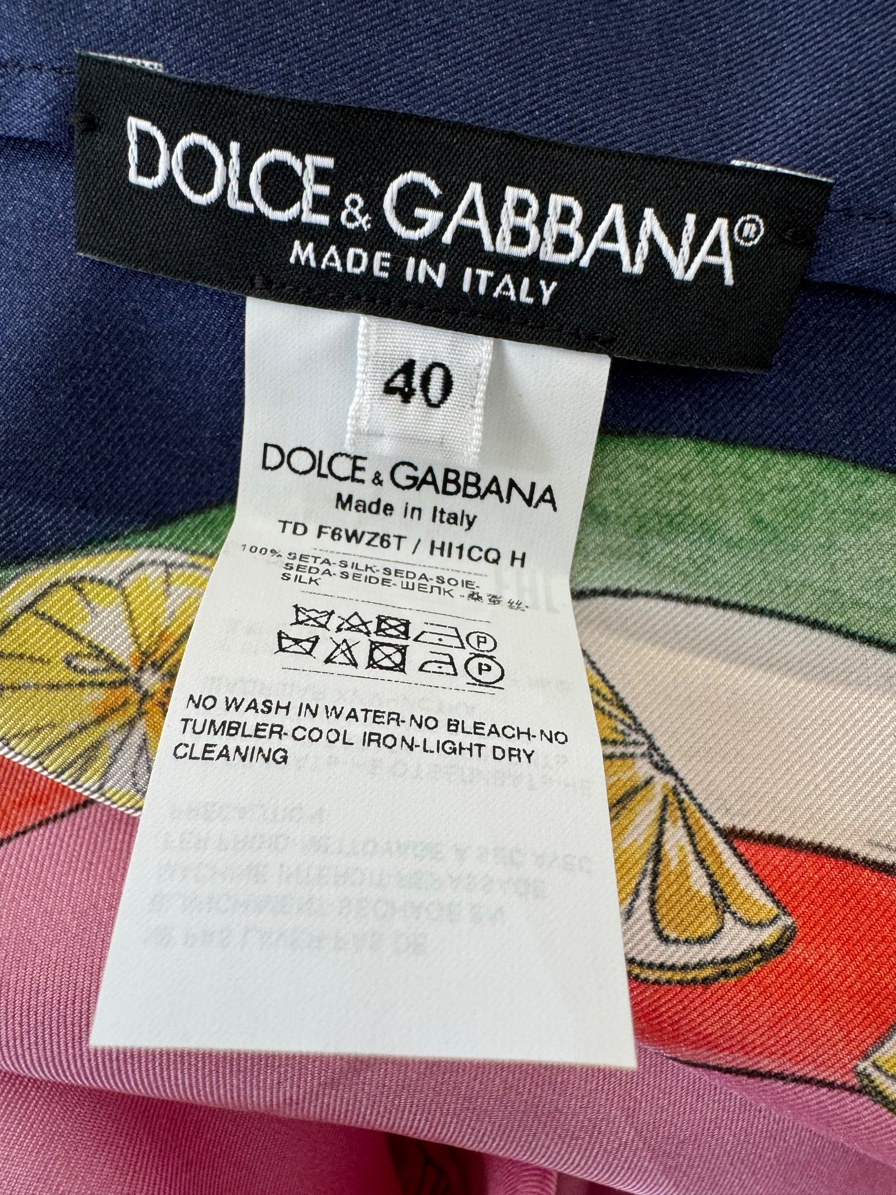 Preowned Dolce  Gabbana Pink Capri Silk Painterly Fruit Kaftan Size S Multicolor