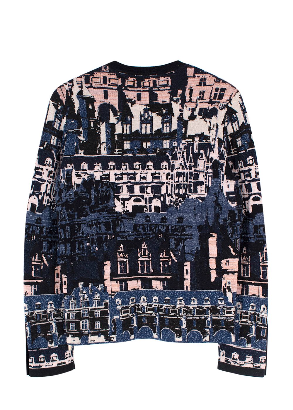 Chanel Blue And Pink Metallic  City Motif Cashmere Blend Jumper Size S midnight blue/pink cashmere/polyester/silk