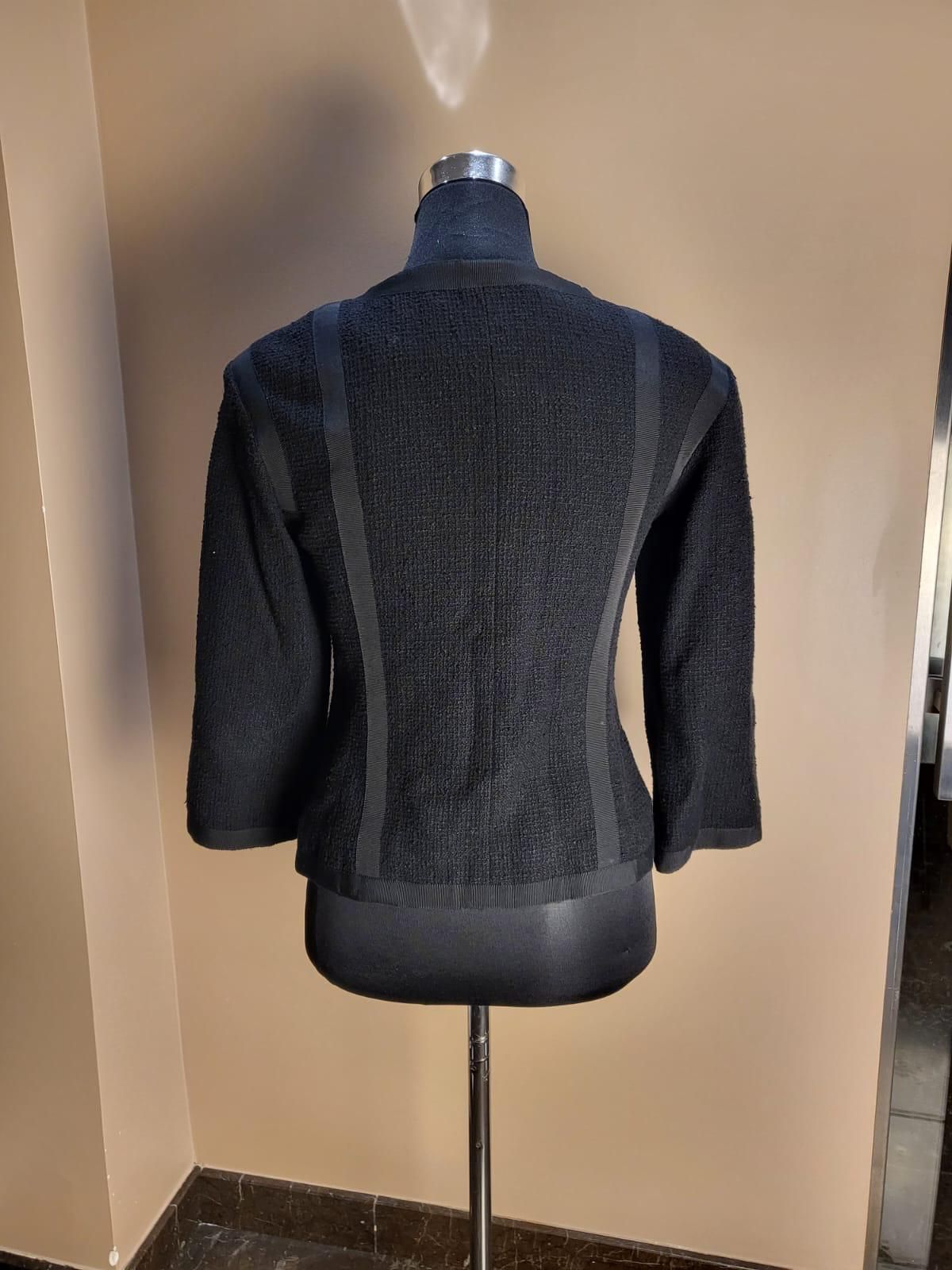 Preowned Chanel Black Tweed Classic Jacket Size XS