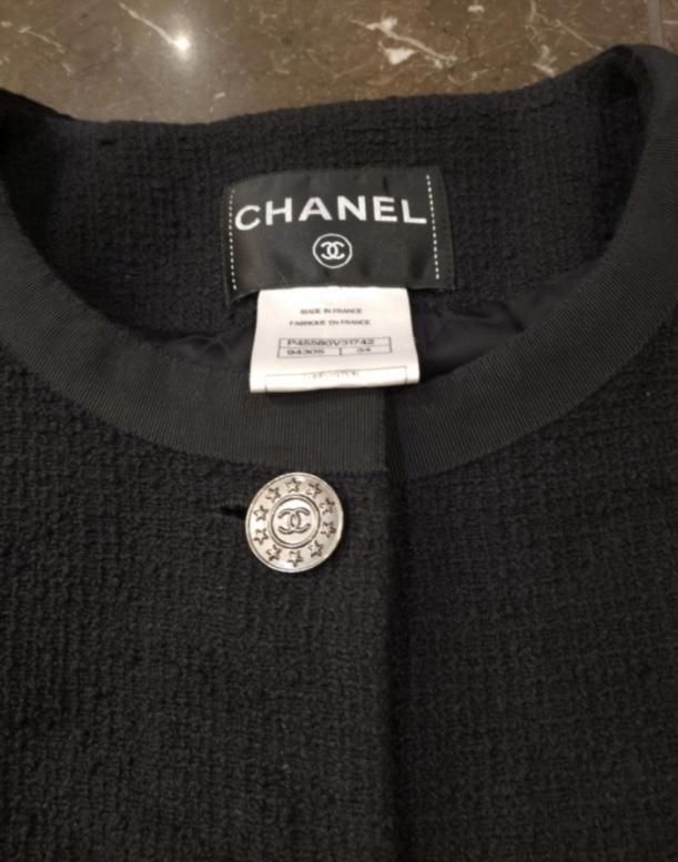 Preowned Chanel Black Tweed Classic Jacket Size XS