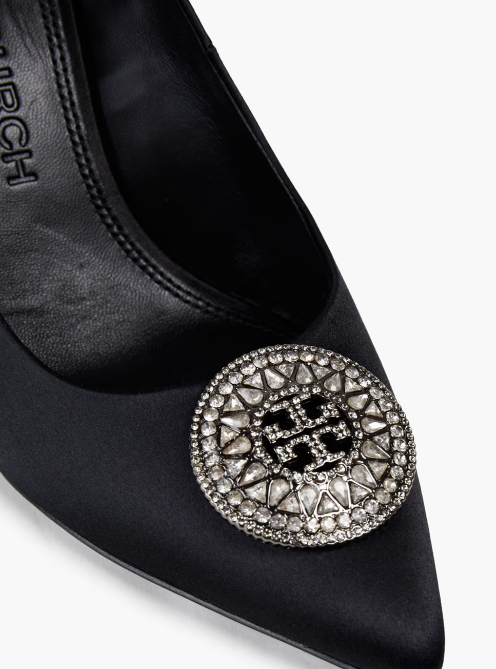 Tory Burch Crystal Embellished Pumps Size 38 Black leather