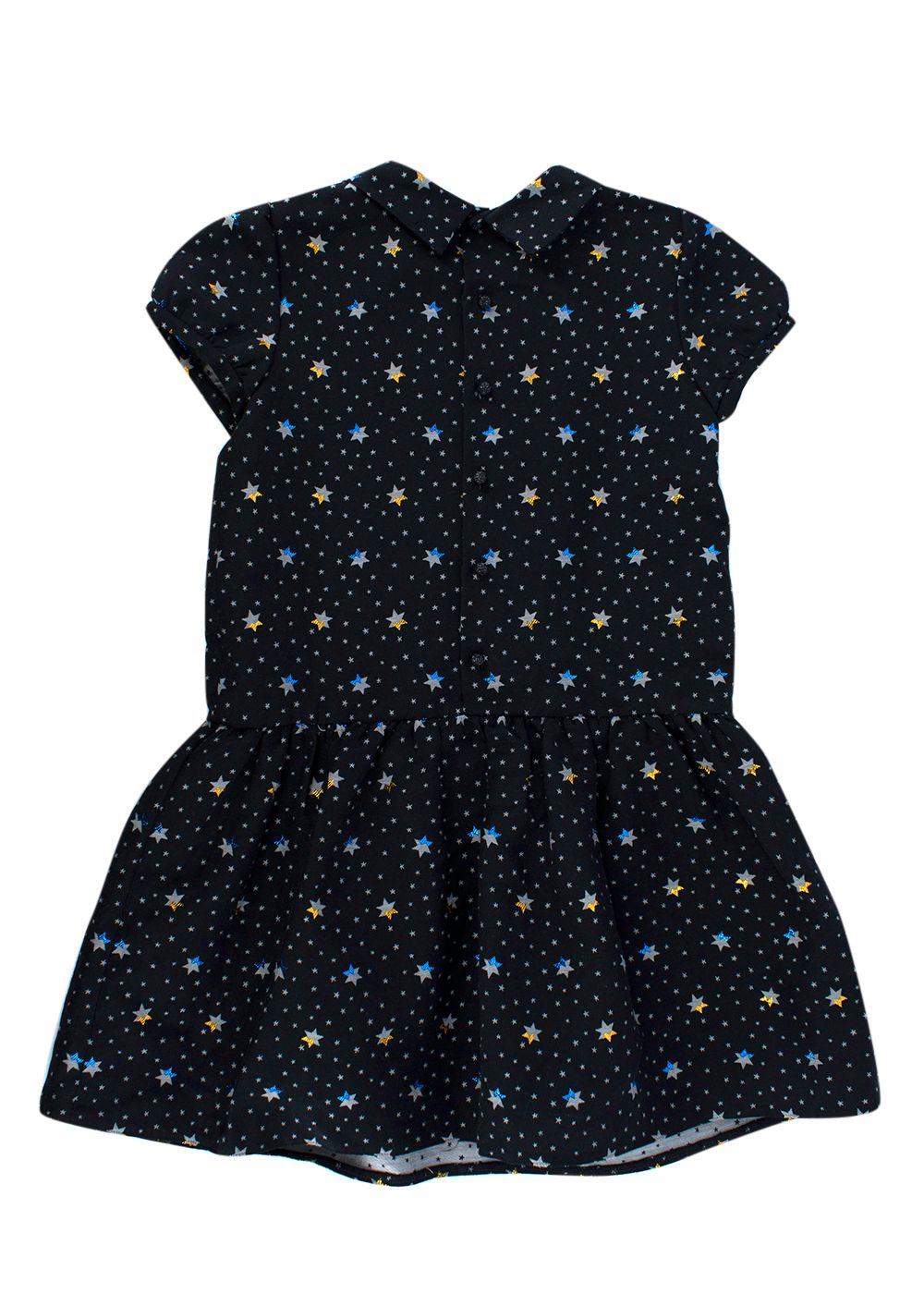 Boys Bonpoint Black Metallic Detail Star Print Embellished Dress Size 10 Years + cotton