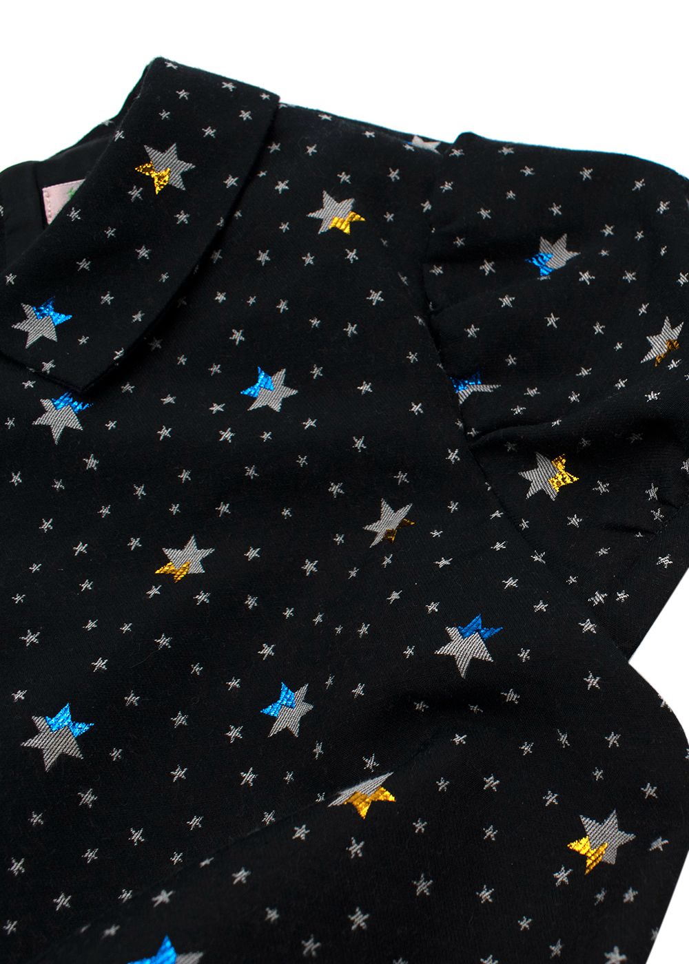 Boys Bonpoint Black Metallic Detail Star Print Embellished Dress Size 10 Years + cotton