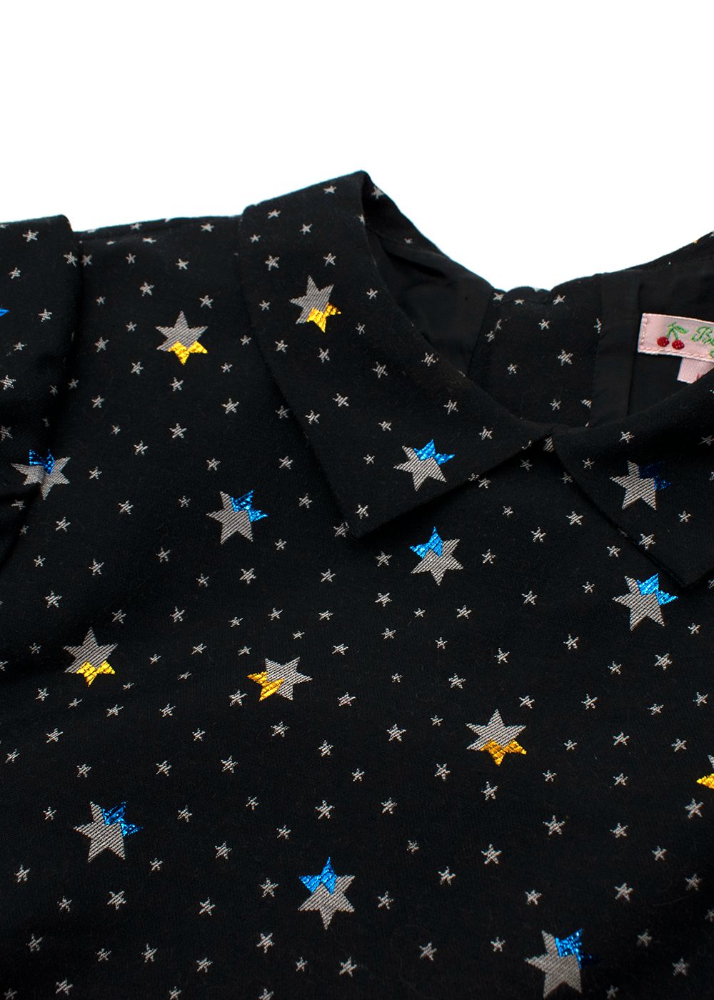 Boys Bonpoint Black Metallic Detail Star Print Embellished Dress Size 10 Years + cotton