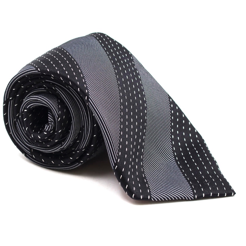 Men's Simon Carter monochrome striped silk-jacquard tie Black silk