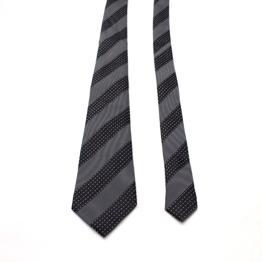 Men's Simon Carter monochrome striped silk-jacquard tie Black silk