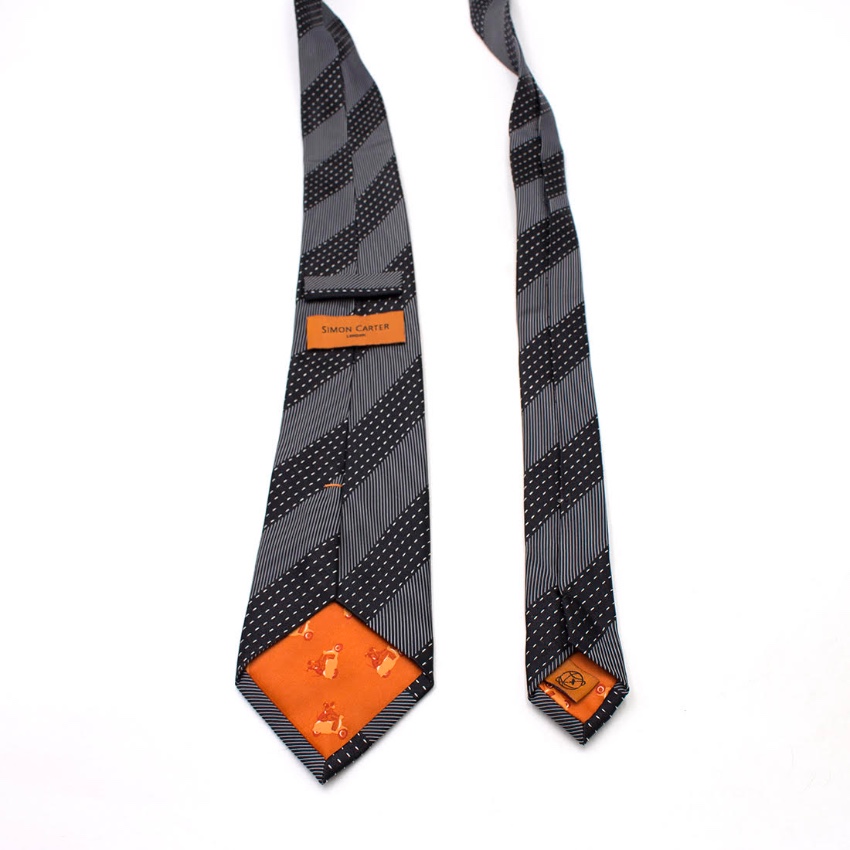 Men's Simon Carter monochrome striped silk-jacquard tie Black silk