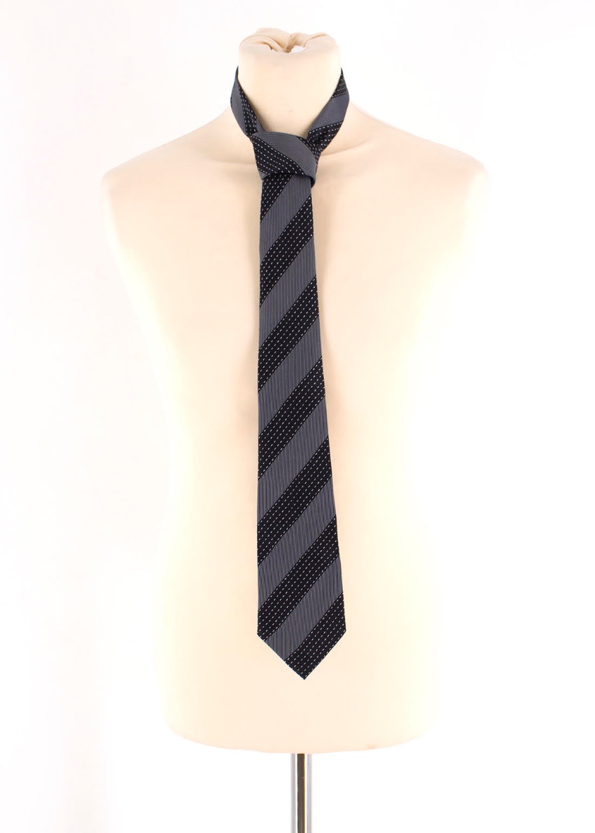 Men's Simon Carter monochrome striped silk-jacquard tie Black silk