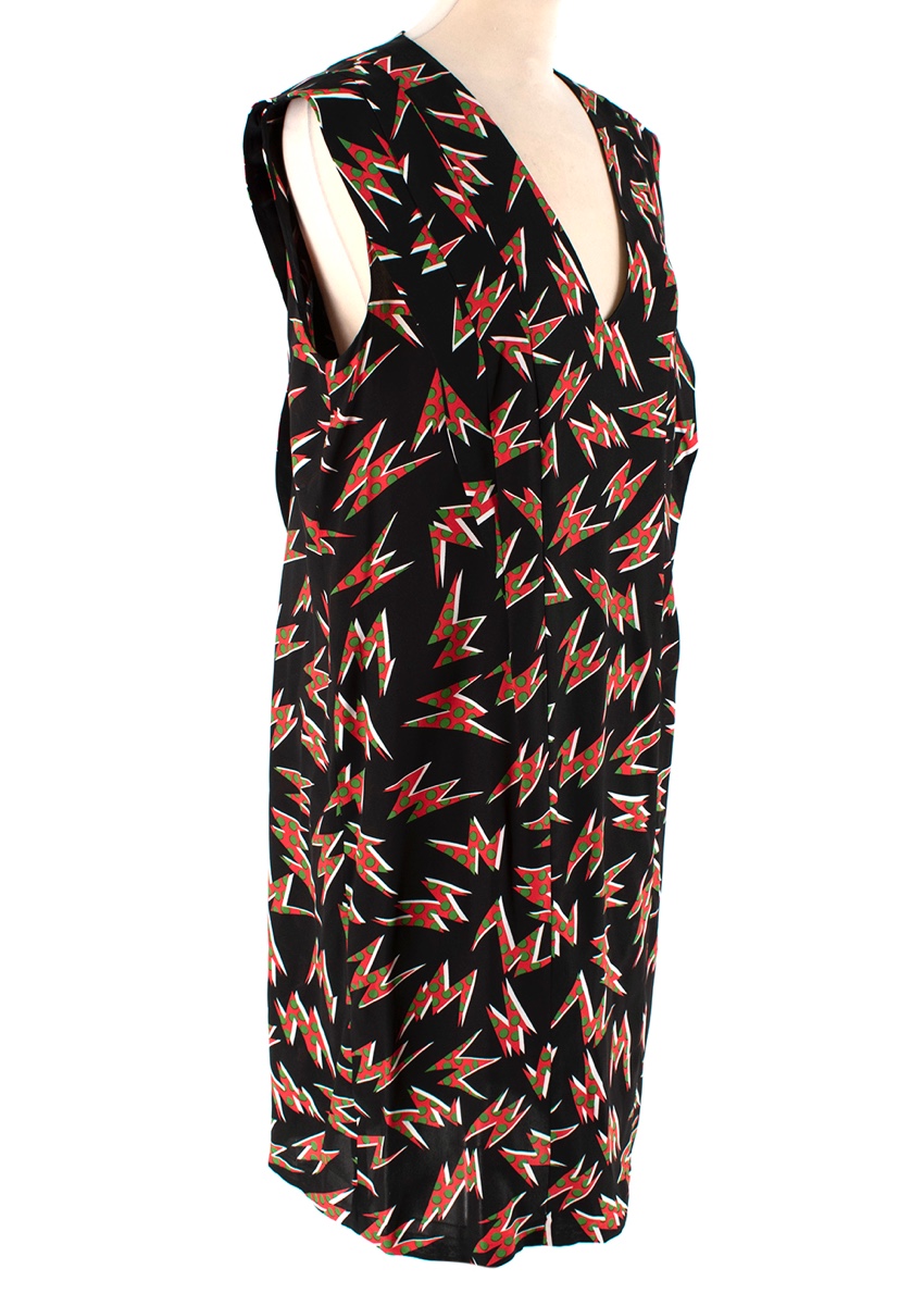 Miu Miu Black  Red Bolt Print Crepe Dress Size M