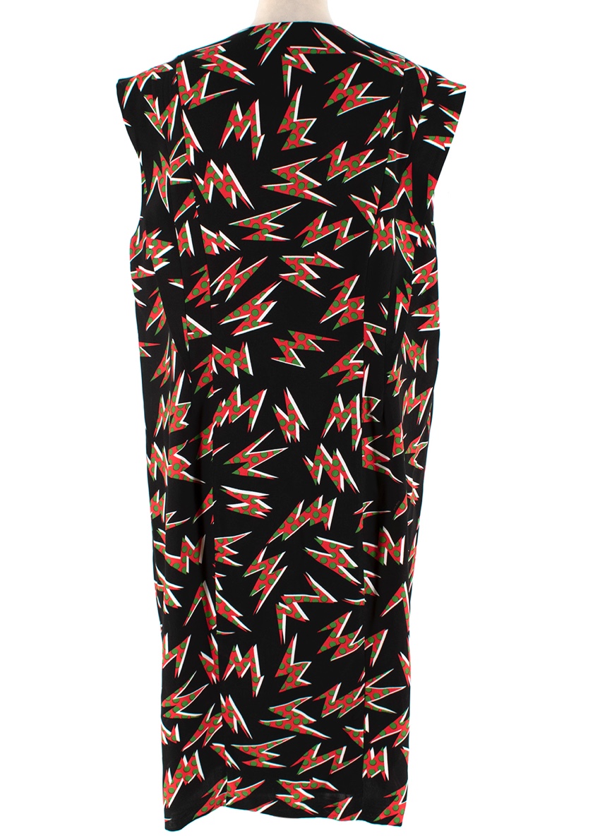 Miu Miu Black  Red Bolt Print Crepe Dress Size M