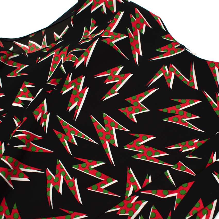 Miu Miu Black  Red Bolt Print Crepe Dress Size M