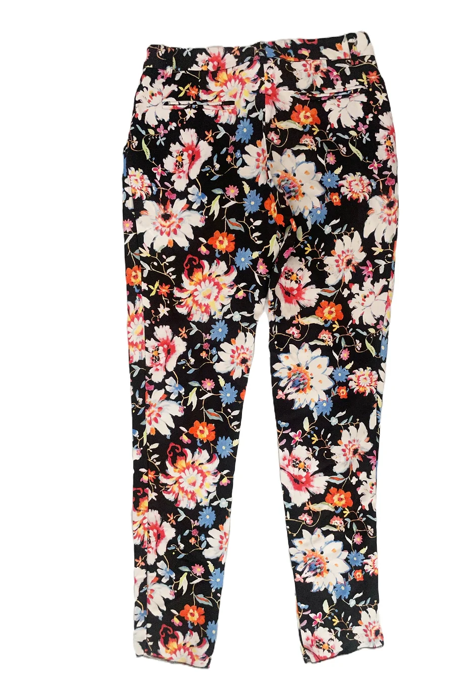 Preowned Etro Black Floral Printed Cigarette Trousers Size S viscose